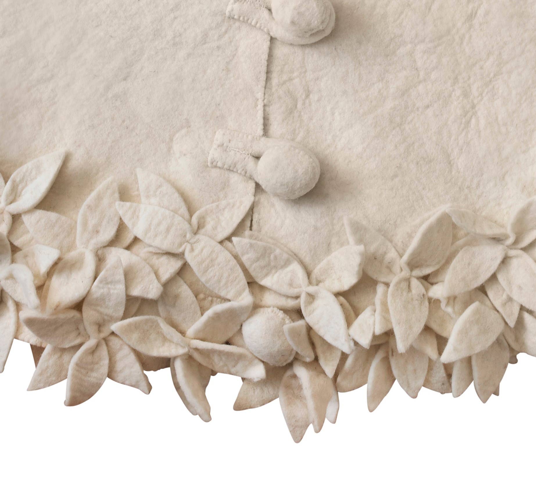 Arcadia Home - Vente Jupes de sapin de Noël - Jupe de sapin de Noël en laine feutrée à la main - Fleurs superposées3