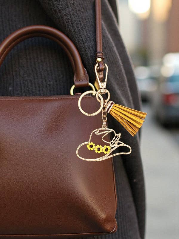 FLORAL PÄRLA COWBOYHATT UTKLIPPT TOFS NYCKELRING för wholesale av Andrea Bijoux