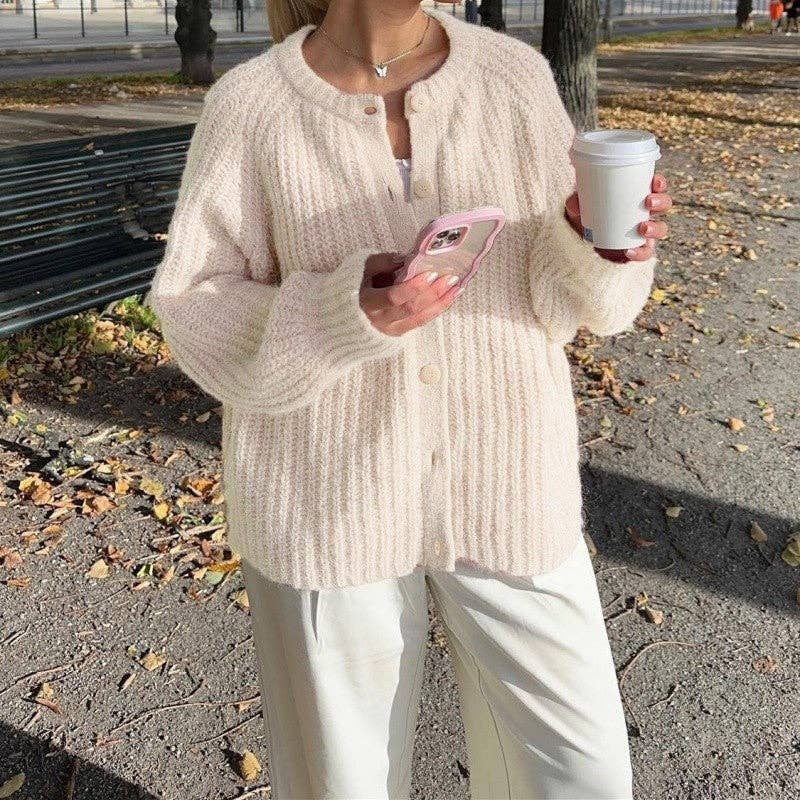 MoodGold - Wholesale Cardigan - Women's - Solid Color Women's Knit Cardigan Long Sleeve Sweater4