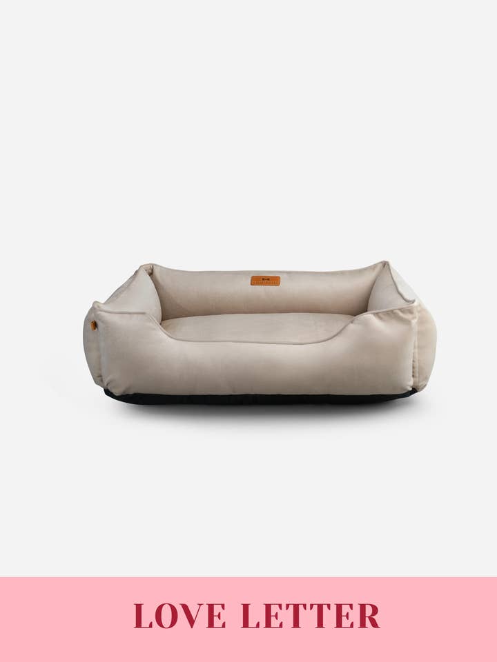 Classic Velvet Sleeper Dog Bed Beige for wholesale by Chester & Lee