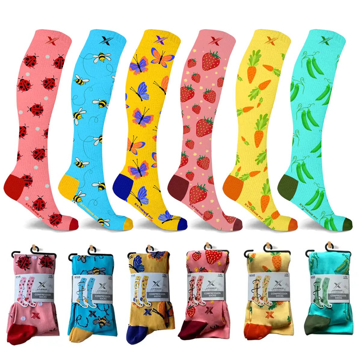 Extreme Fit Wholesale – wholesale Socks – Unisex – NOVELTY COLLECTION COMPRESSION SOCKS - 6 ASST STYLES4