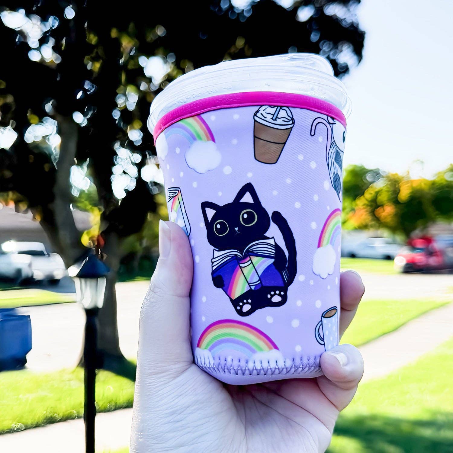 Sprinkles Studios - Wholesale Drink Huggers & Koozies - Trash Friends Bookish Iced Coffee Neoprene Sleeve2