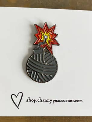 Yarn Bomb Enamel Pin for wholesale by Channypeascorner