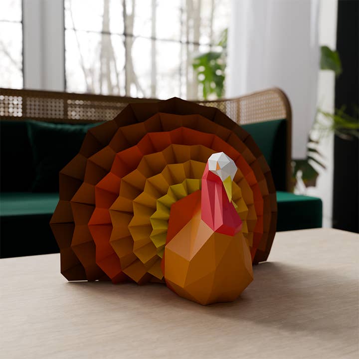 PAPERCRAFT WORLD - Venta al por mayor Kit de manualidades - Modelos de origami en papel pintado con pavo sentado en 3D