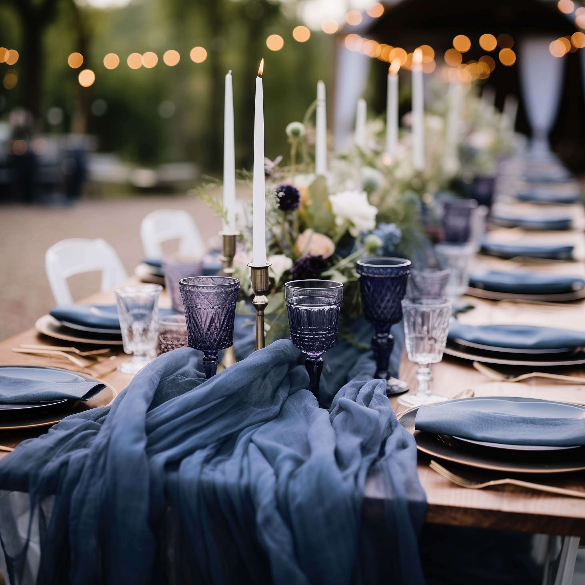 AVAGANTE Design – wholesale Table runner – Table runner -  crinkled cheesecloth runner - Navy blue6