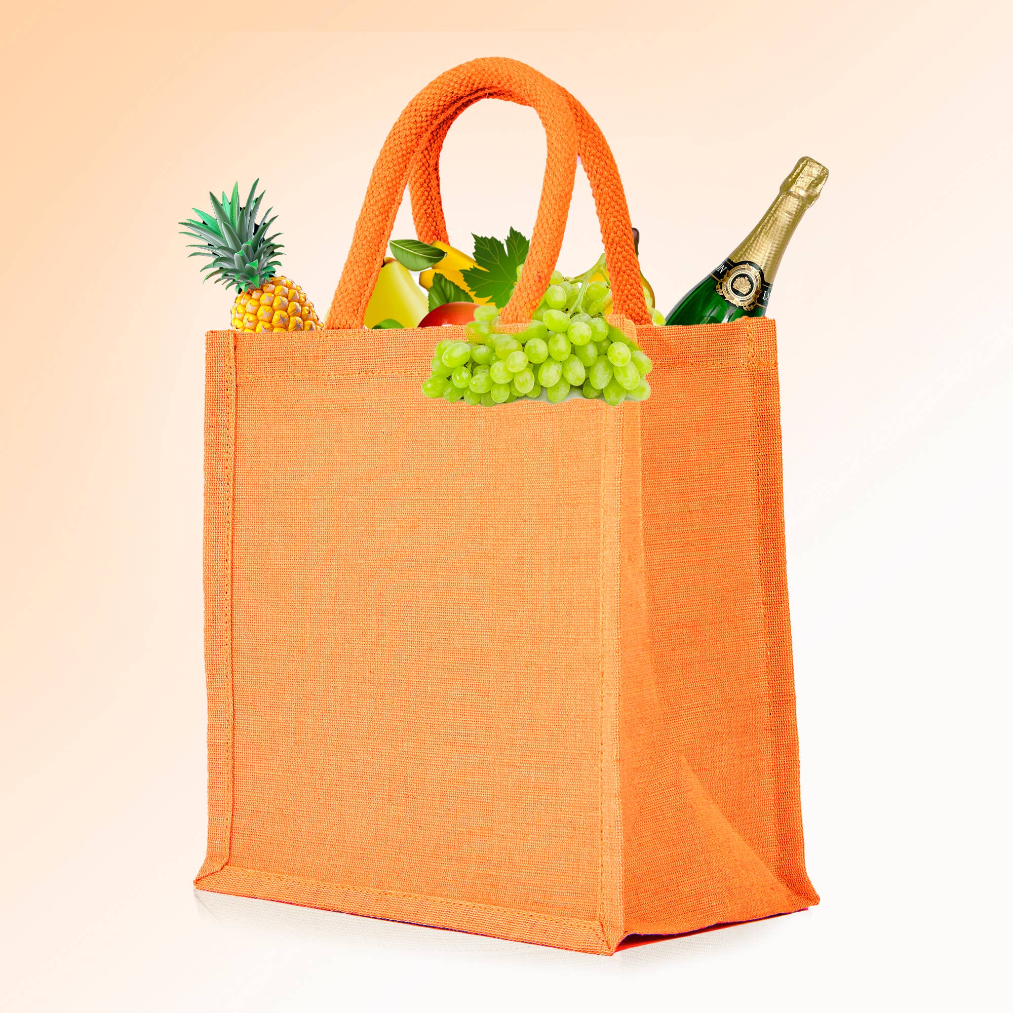 ecojutebags – Engroshandel Indkøbspose/indkøbstaske – 4 genanvendelige Juco-tasker med lomme og håndtag – 12x10x6 - Gave31