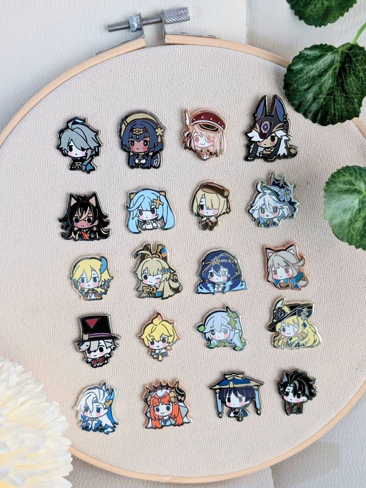 GACHA Genshin Party Chibis - Épingles en émail dur (ENSEMBLE D) pour la vente par HideawayMelon