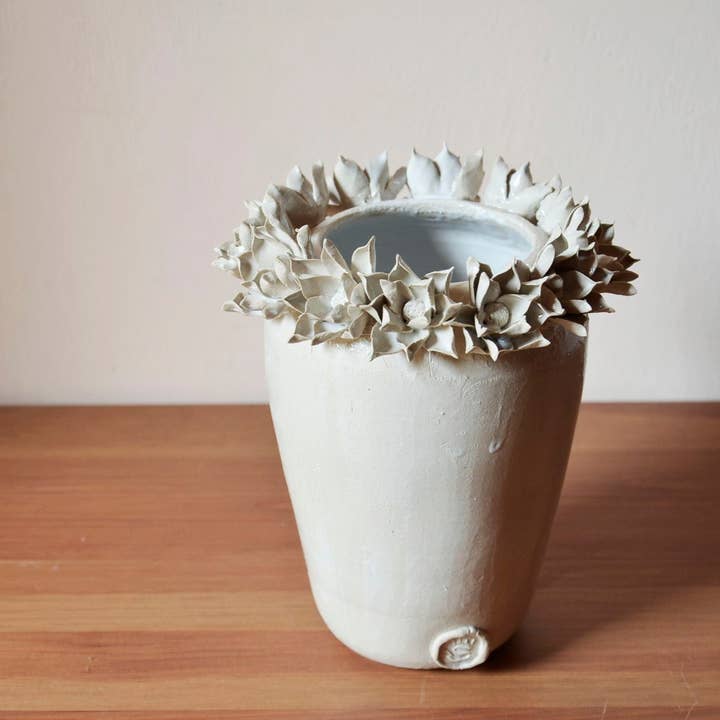 Dália - Vaso branco em grés por atacado de L'Officina