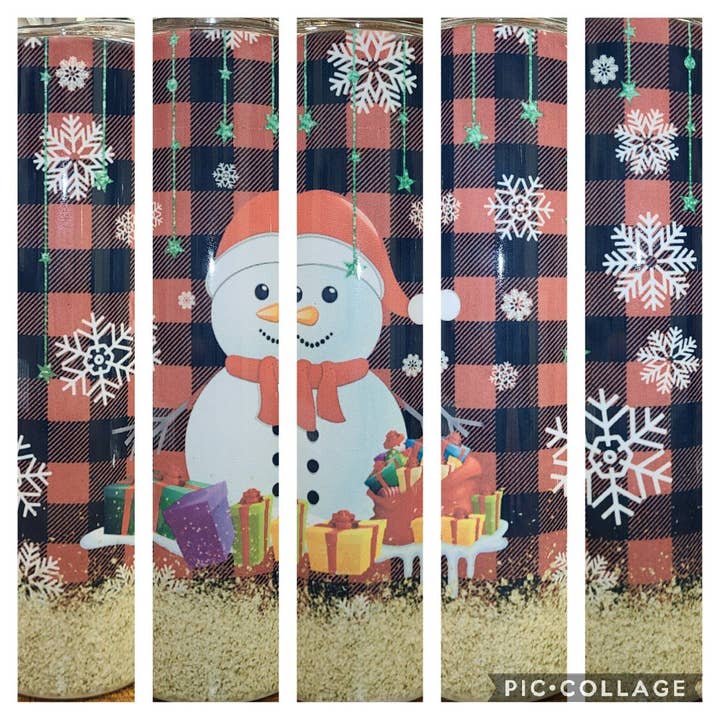 Snowman 20oz Sublimation Skinny Tumbler for wholesale by Unique Custom Tumblers by Ashley