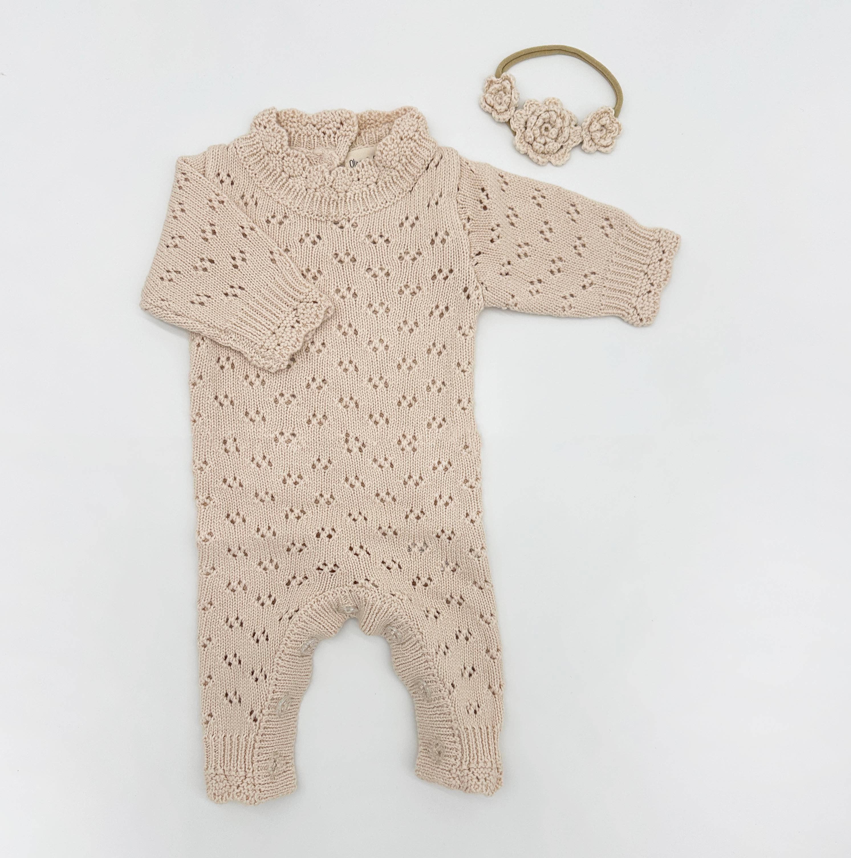 OLIVE & CRADLE - Venta al por mayor Conjunto de ropa - Bebés - Conjunto Grace de punto para recién bebé de 2 piezas5