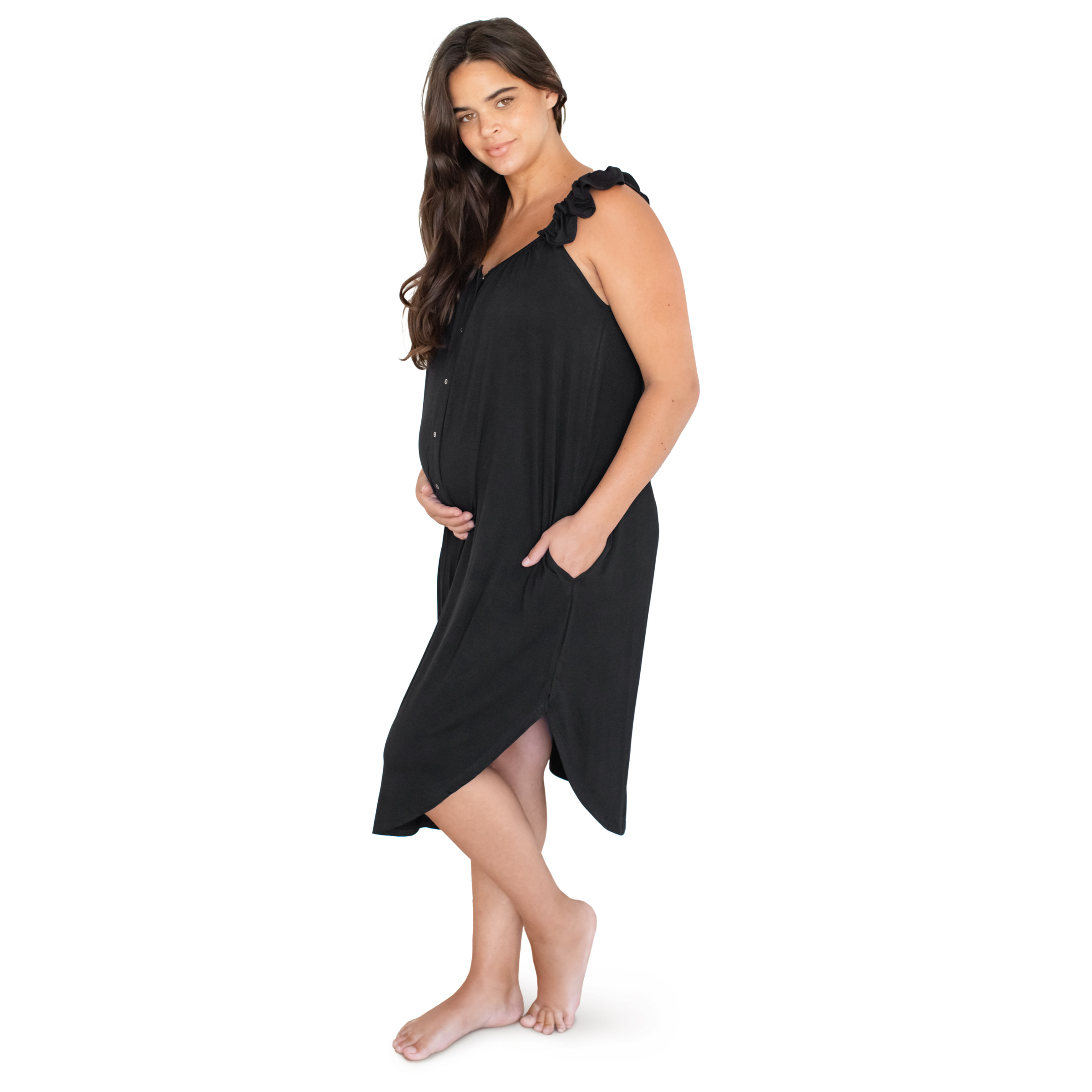 Kindred Bravely - Wholesale Dress - Maternity - Ruffle Strap Labor & Delivery Gown0