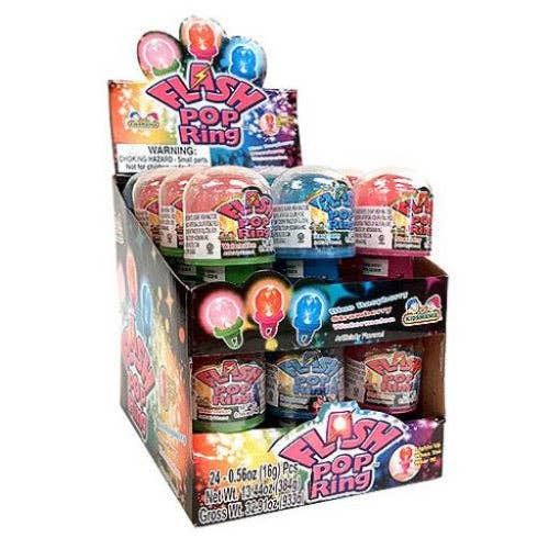 Kidsmania Flash Pop Light Up Ring 0.56 oz 24 count for wholesale by Snacky Candy