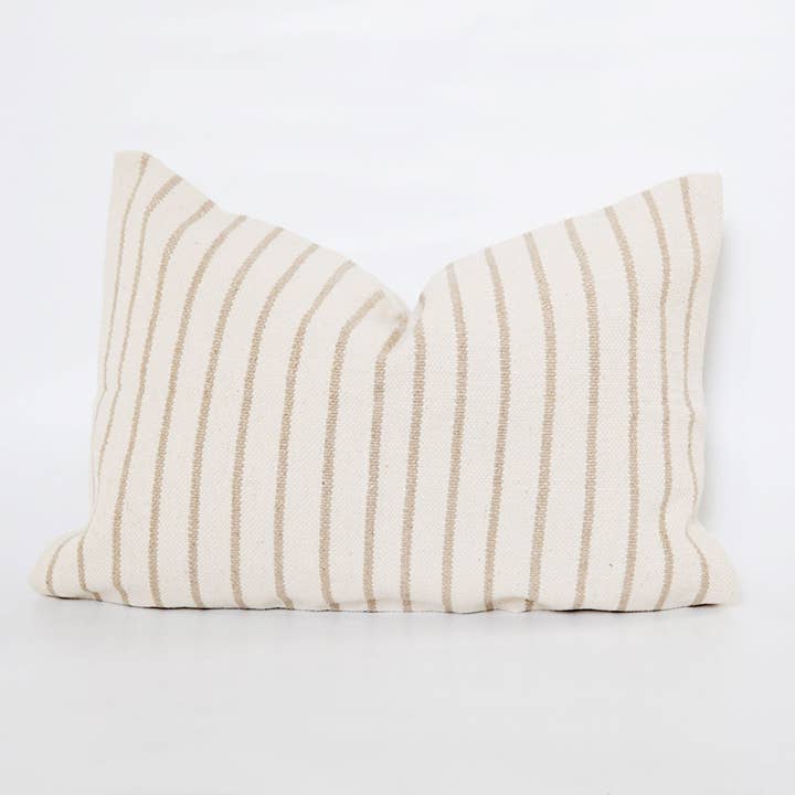 Cozy Prairie Linens Co. - Wholesale Throw Pillow Cover - Signature Woven Natural Pinstripe Pillow Cover