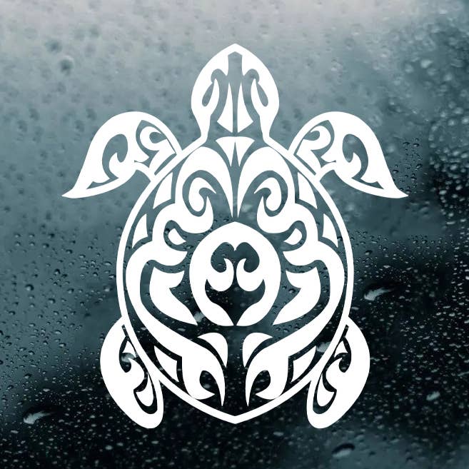 White Sea Turtle Tribal Markings Vinyl Decal Die Cut Sticker for wholesale by Minglewood Trading