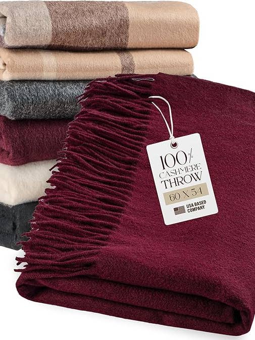 Velanio 100% kashmir-plaid vinrød 60x54 for engroshandel hos Velanio Cashmere