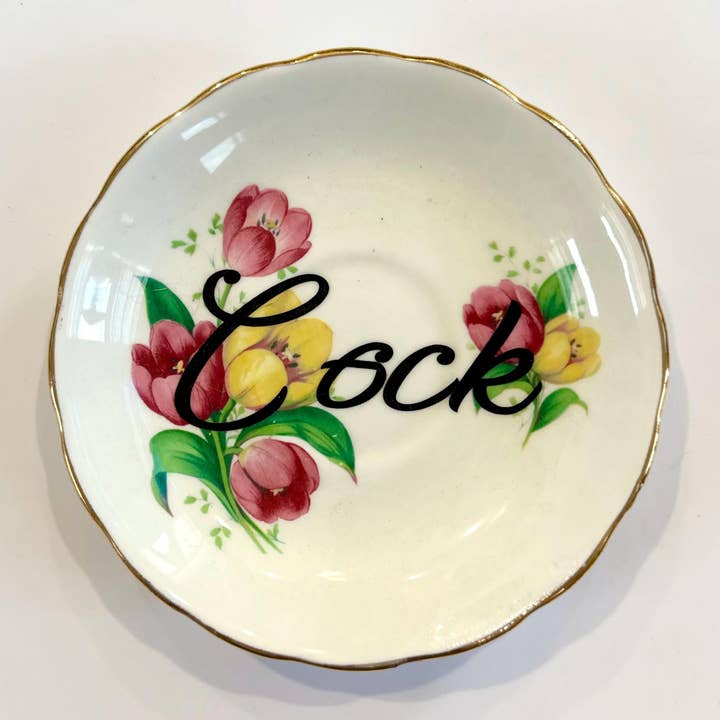 Assiettes Vintage à Jurons - "Coq" pour la vente par Un Peche Mignon