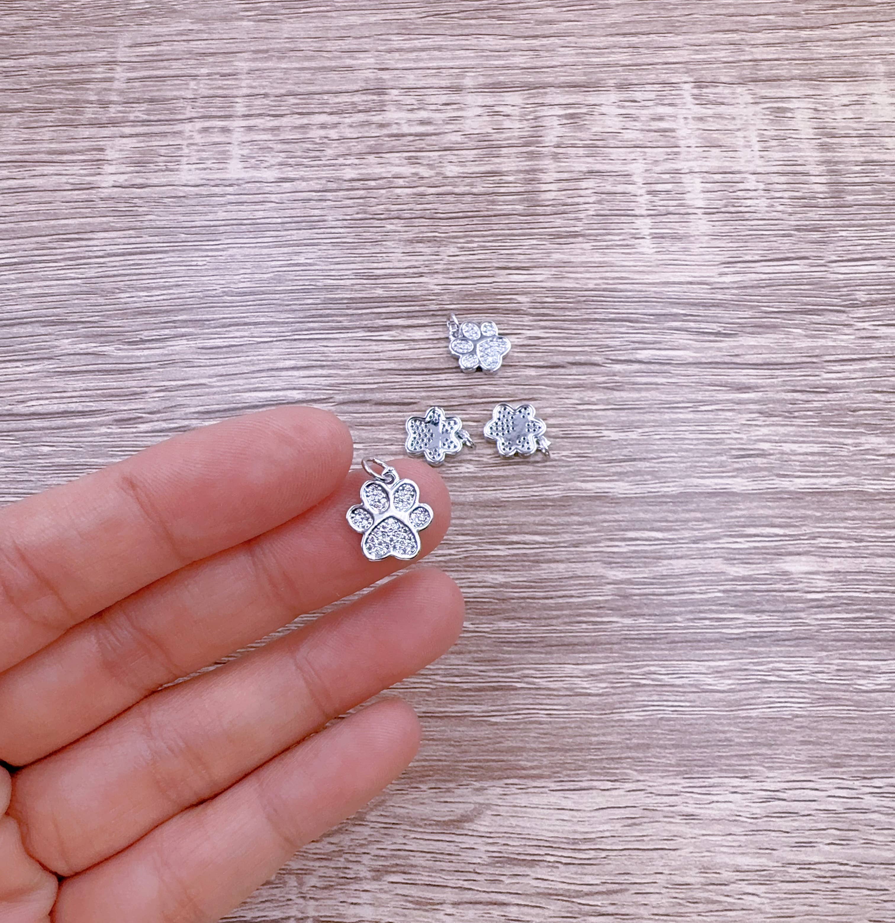 Beads Creation - Venta al por mayor Abalorios/colgantes individuales - Colgante con estampado de pata de perro y gato chapado en oro CP16613