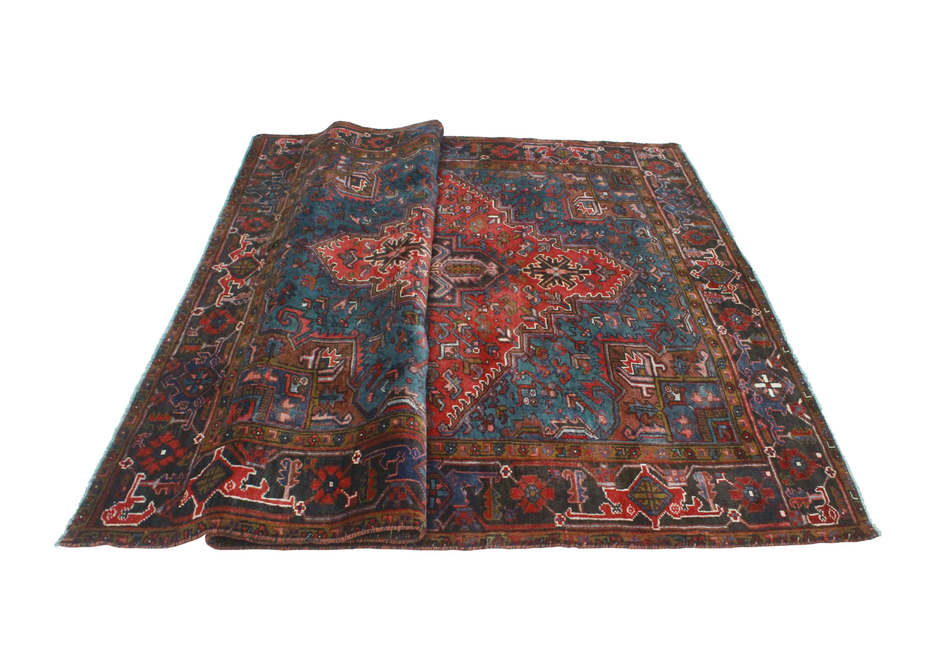 Noori Rug - Vente Tapis - Tapis Firuz Rouge/Charbon VTG Fin, 6'7" x 8'9"5