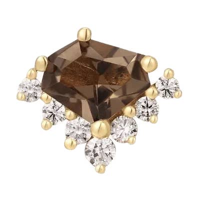 Bones + Honey - Smoky Quartz - Threadless End for wholesale by Piercing-zone