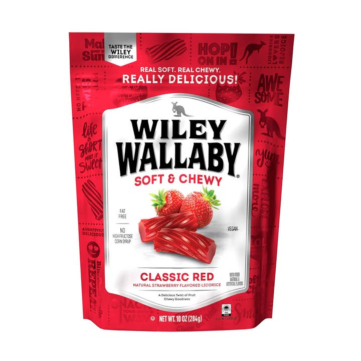 Wiley Wallaby Australian Red Strawberry Licorice Soft Chewy 10 oz for wholesale by Long Island Candy Factory