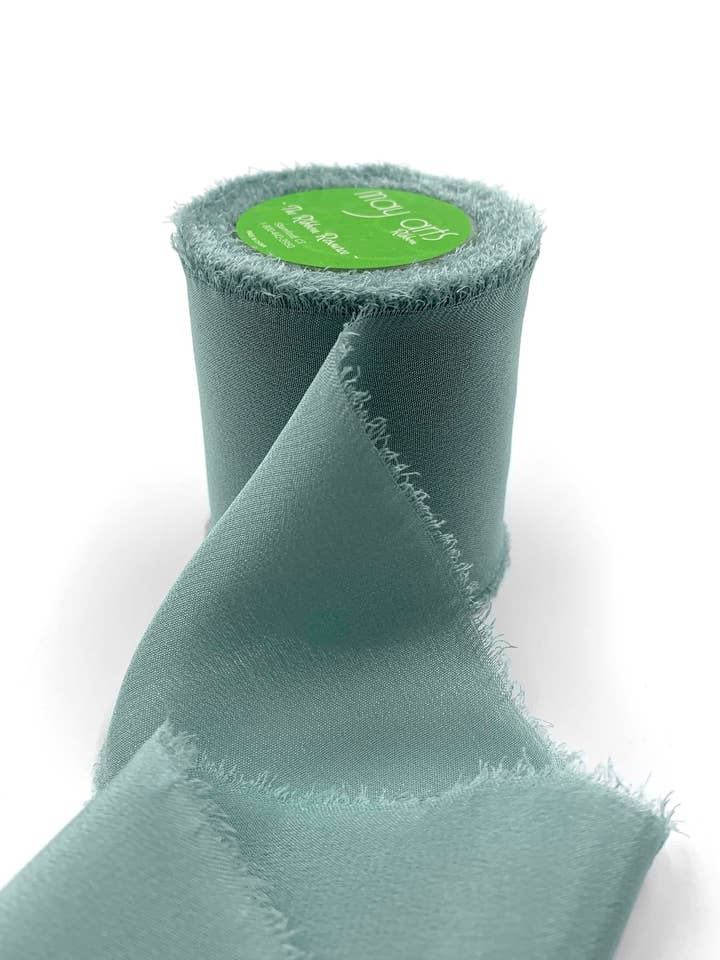 2" Jadeite 100% Silk Crepe with Frayed Edge Ribbon for wholesale by May Arts Ribbon