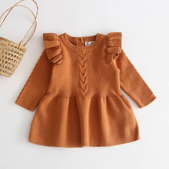 Fennco Styles - Wholesale Dress – Baby - Ruffle Knit Cotton Baby Girl Dress1