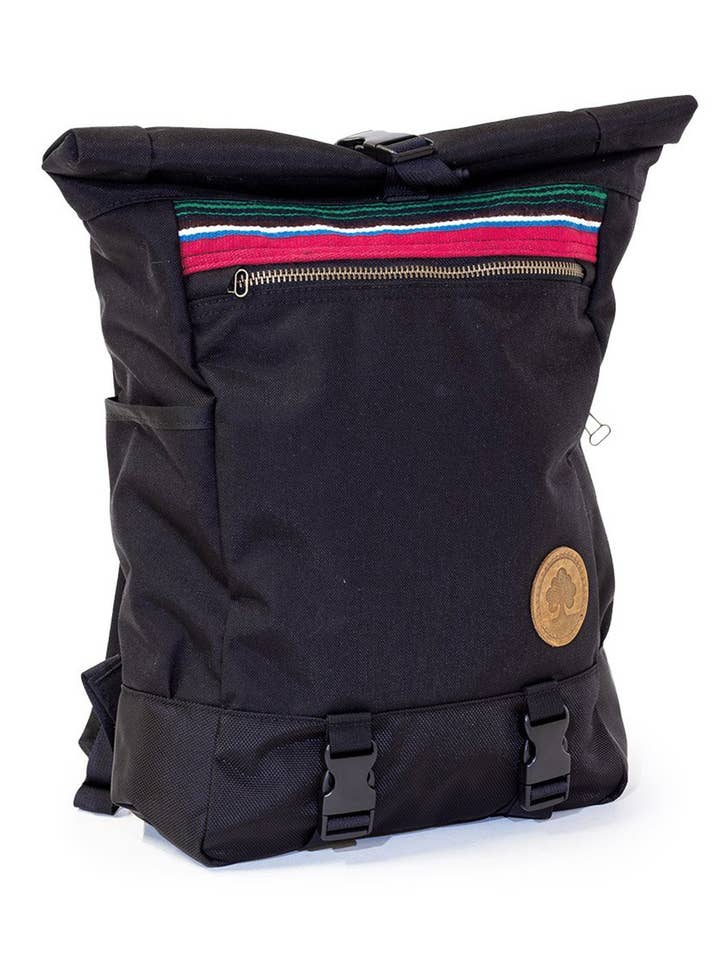 Sycamore Roll Top Backpack Black for wholesale by Upper Park Clothing