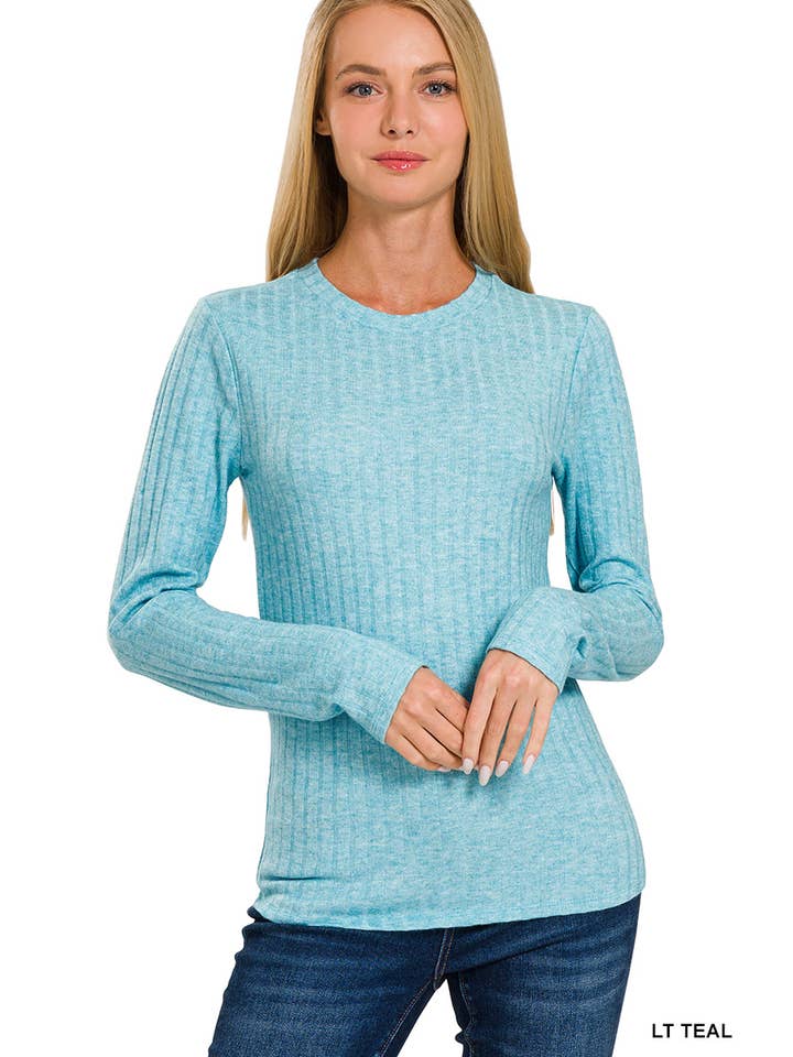 42POPS - Wholesale Knit Top - Women's - ._ SI-25202 RIBBED LONG SLEEVE ROUND NECK TOP11