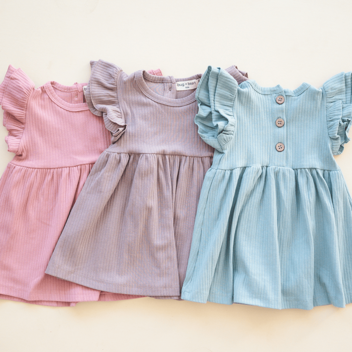 bug + bean kids – Vestido - Crianças por atacado – Vestido de babado em algodão orgânico | Sky9