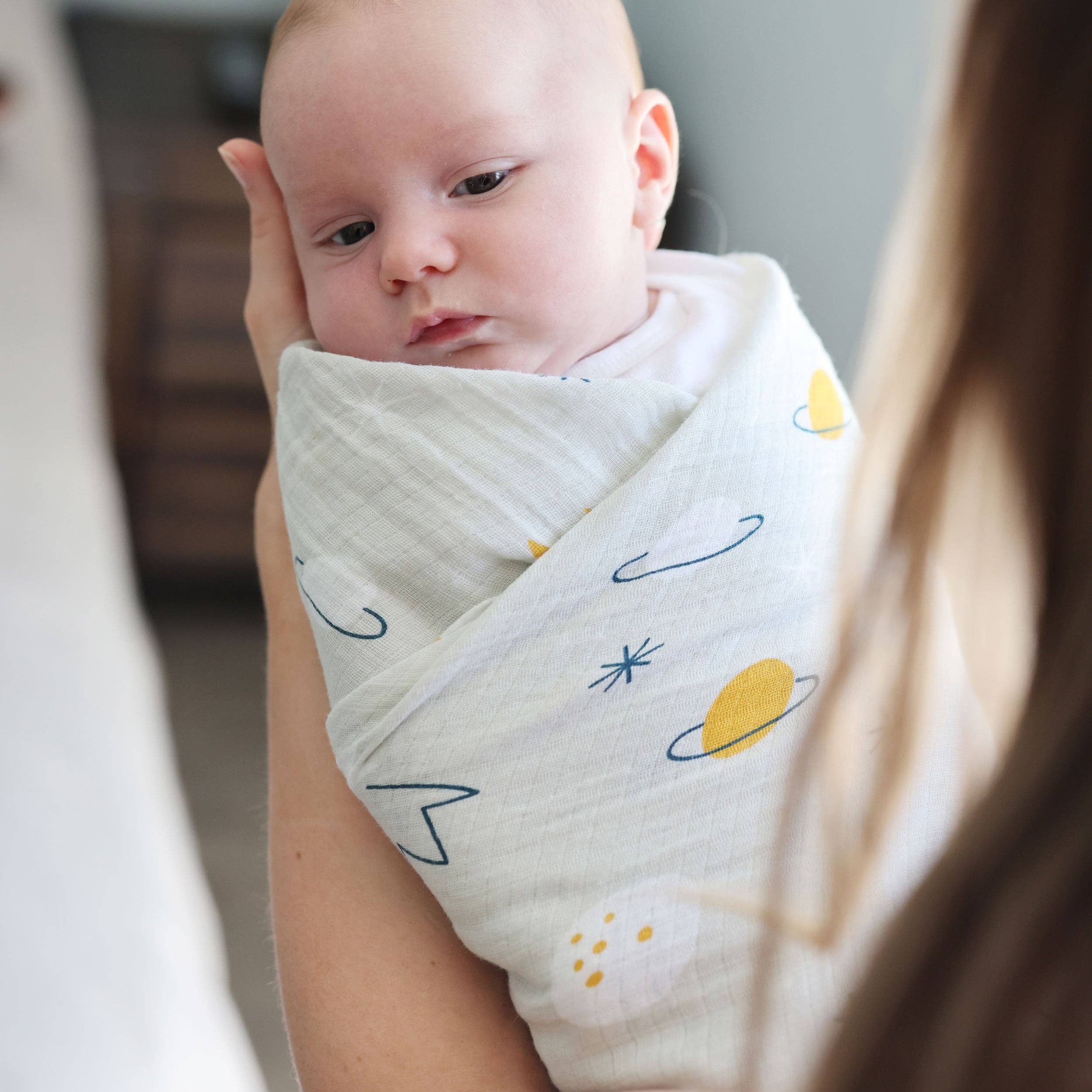 Adam Stork - Vente Lange – bébé - Couverture de réception en mousseline de luxe 100 % coton Galaxy6