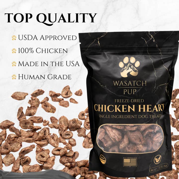 Wasatch Pup – wholesale Pet treats – Dog – Freeze-Dried Chicken Heart | Single Ingredient Dog Treats2