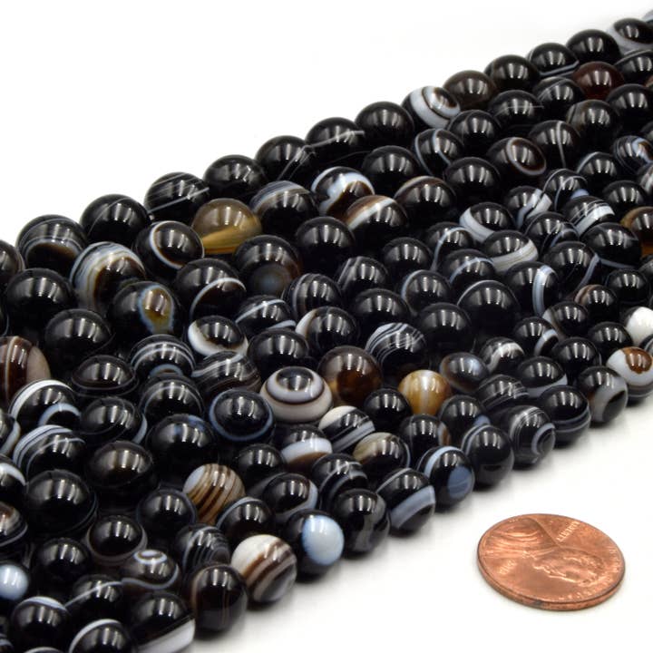 Only Beads - Wholesale Beads - Black Sardonyx Beads | Natural Tibetan Agate Eye Beads