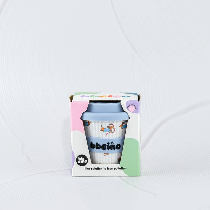 BBcino - Wholesale Drinking glass/cup – Kids & Baby - Dash in Blue Babycino Cup - 120ml (STRAW INCLUDED)3
