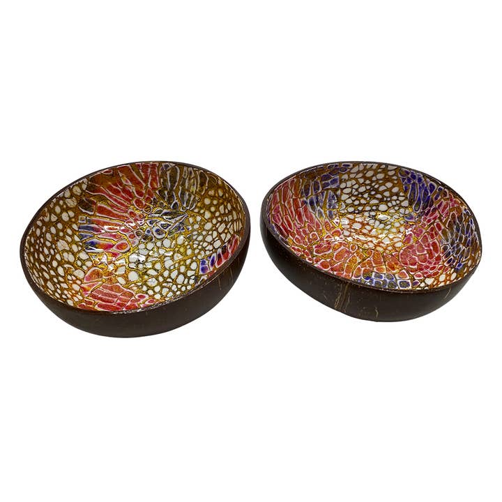 VIE - Wholesale Decorative Plate/Dish/Bowl - Hand-Painted Coconut Bowls, Lacquered, Set of 257