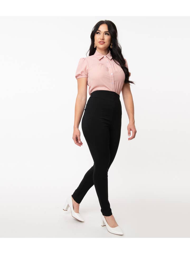 Unique Vintage - Wholesale Pants - Women's - UV 1950s Black High Waist Rizzo Cigarette Pants