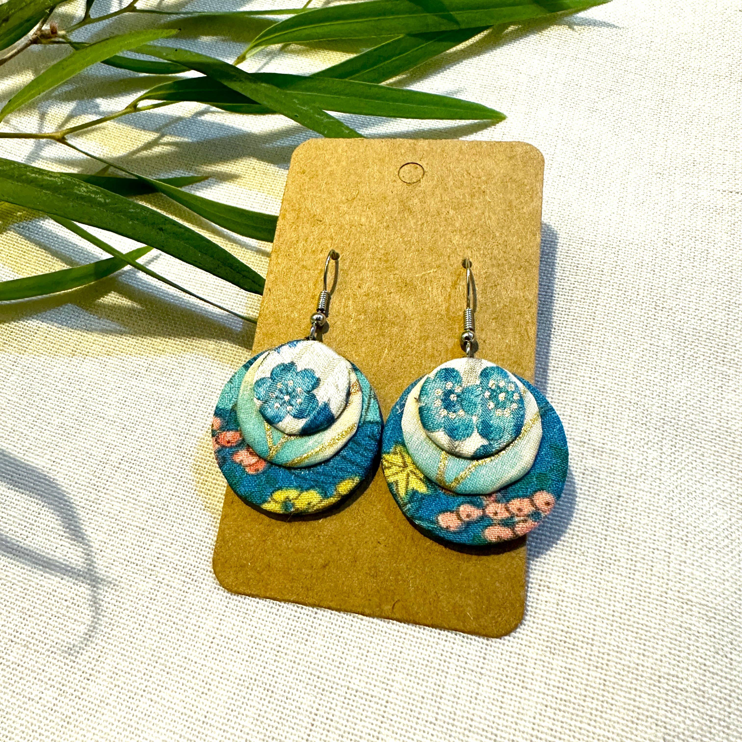 Sophie Silks - Wholesale Dangle earrings - Circle Disc Kimono Earrings4