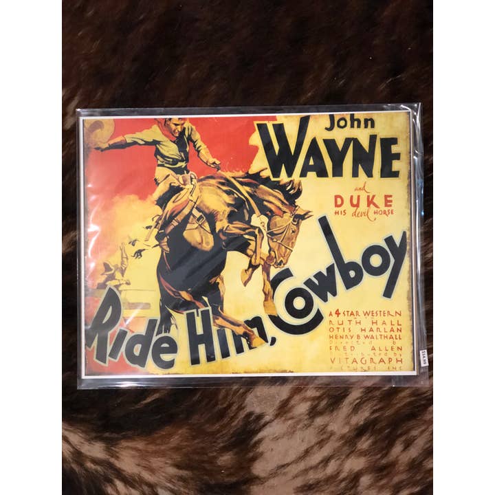 Póster John Wayne Ride Him Cowboy para venta al por mayor de Red Dirt Ranch Clothing Company