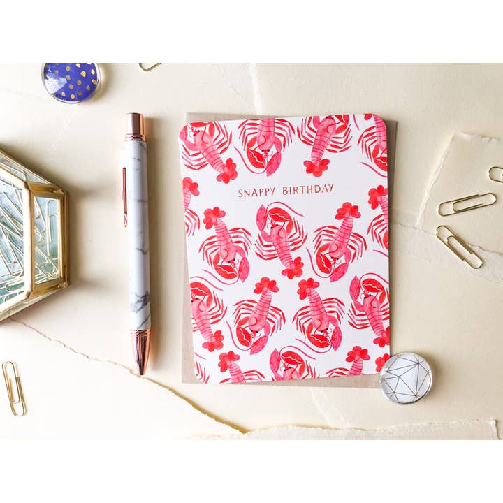 Paper Loop | Hand-Painted Greeting Cards - Wholesale Birthday Card - Snappy Lobsters Birthday Greeting Card, Funny Foodie Card2