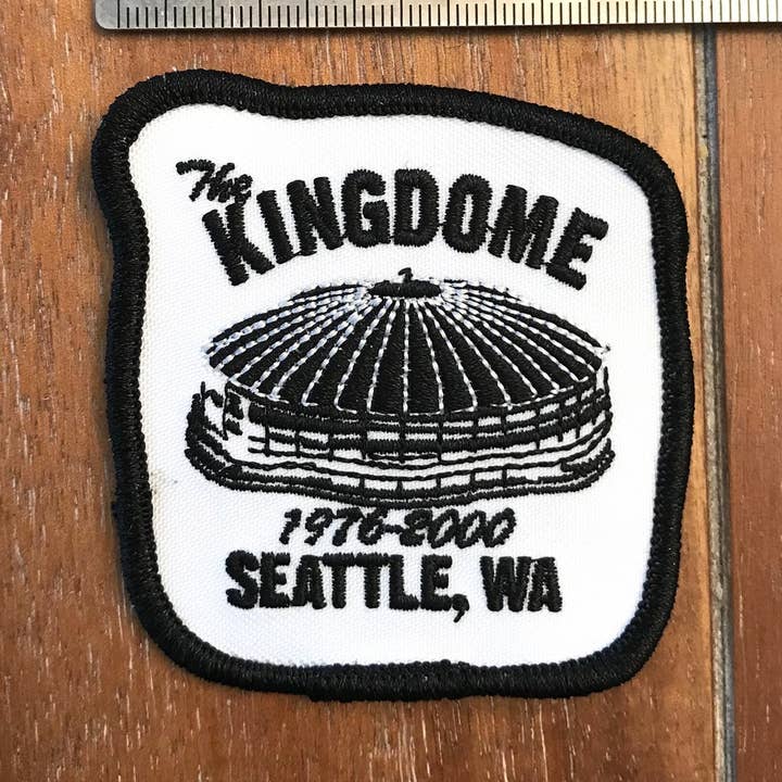 Seattle Kingdome Black & White iron on patch for wholesale by Sweetpea and Boy
