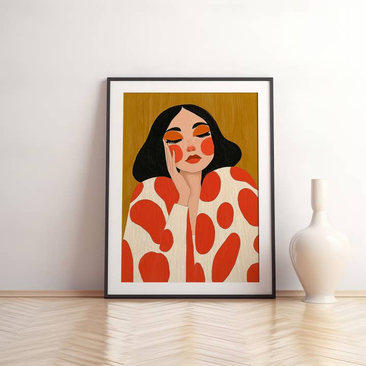 IuliiaArtPrints - Wholesale Art Print - Fashion-Inspired Abstract Female Poster – Bold Red Dot Print7