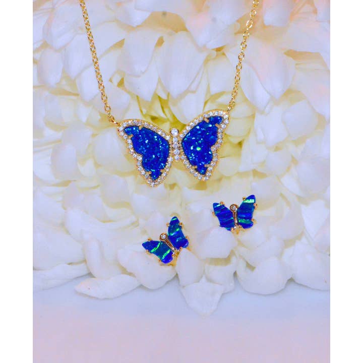 Kamaria Jewelry - Wholesale Pendant/Charm Necklace - Opal Butterfly Necklace With Crystals72