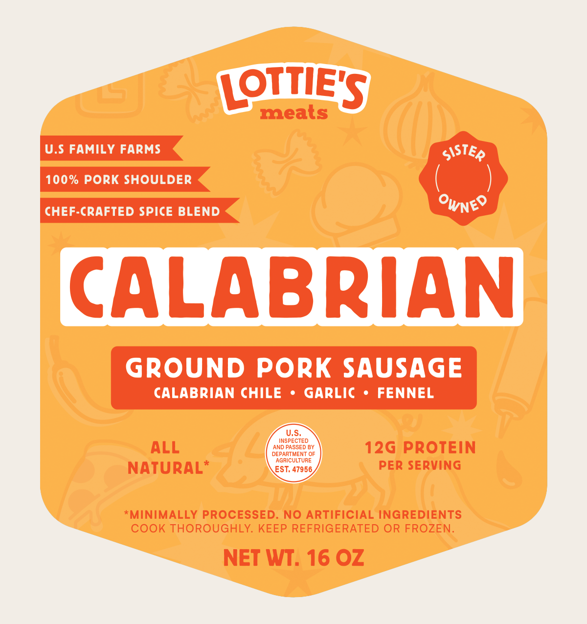 Lottie's Meats - Wholesale Sausage - Calabrian Sausage | Ground Pork Blend | 14 Units @ 16 oz ea.5