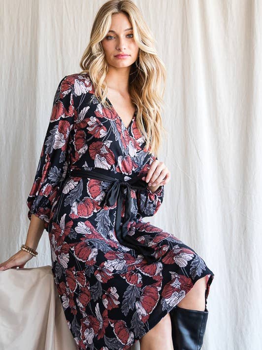 Blommig Slipsklänning med Omlottkjol för wholesale av Steals & Deals