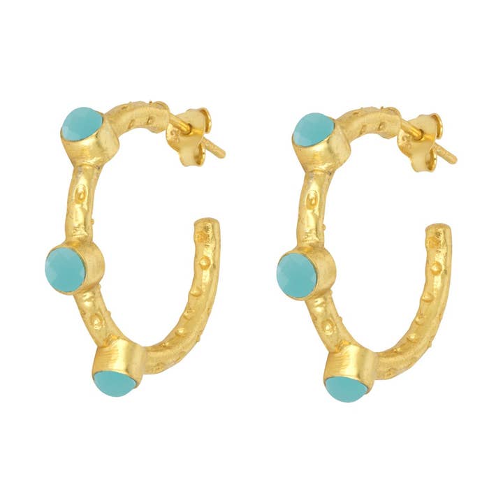 Mini Cruise Aqua Chalcedony Hoops for wholesale by Ashiana London