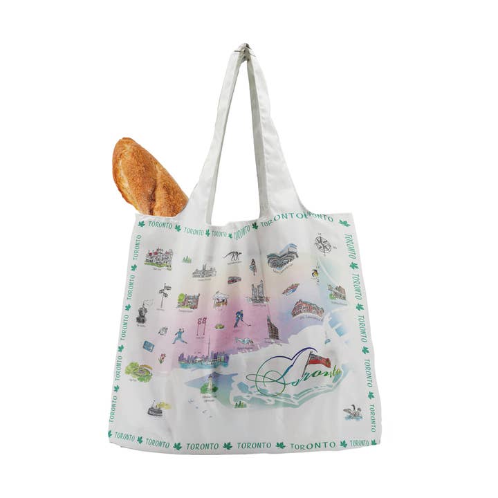 Northern Icons Canada - Wholesale Tote bag – Unisex - Toronto Ontario Foldable Canvas Bag – Illustrated City Travel Shopping Tote & Canada Souvenir Gift2