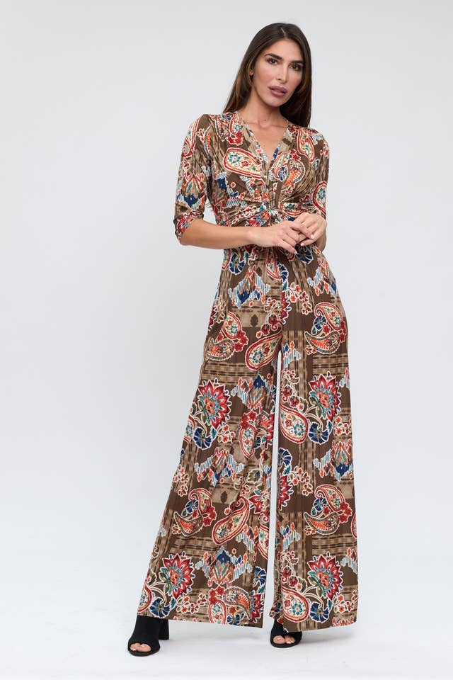 Julie d orleac - Wholesale Jumpsuit - Women's - Brown tones printed single knot2