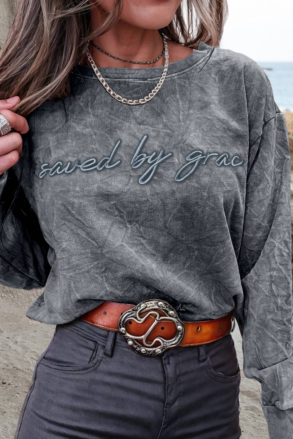 Aapparella - Wholesale Sweatshirt - Women's - Saved by grace Embroidery Mineral Wash Sweatshirt | S-XL10