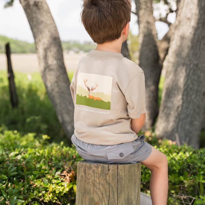 Deer Boys Graphic Tee SS Taupe for wholesale by Saltwater Boys Company