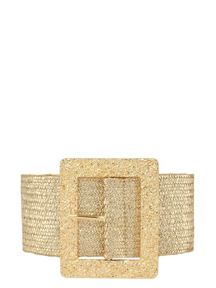 METAL HAMMERED SQUARE STRAW ELASTIC BELT DB1212 for wholesale by anbfashion