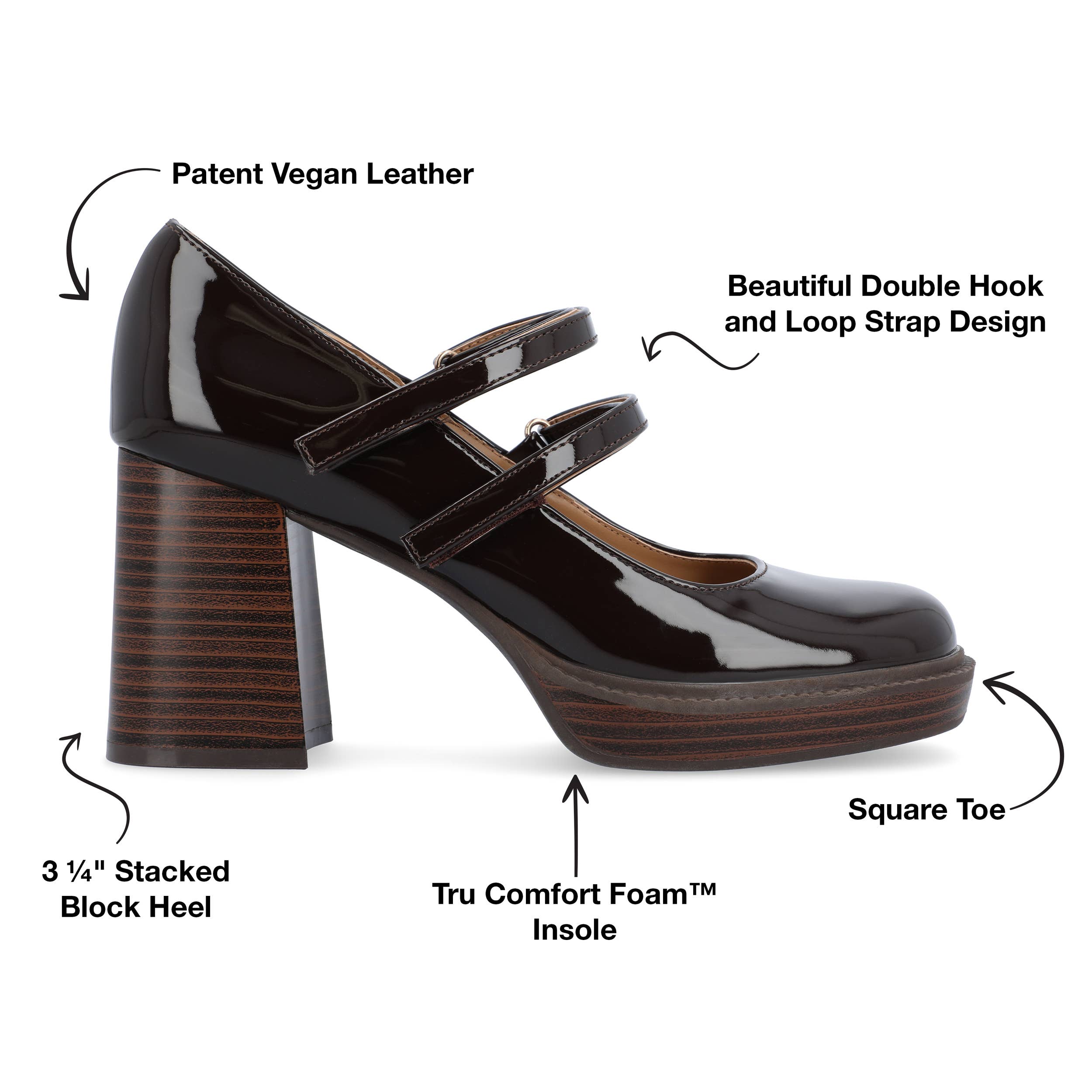 Journee - Wholesale Platform Heels - Women's - Shasta Mary Jane Pump Heels In Patent7